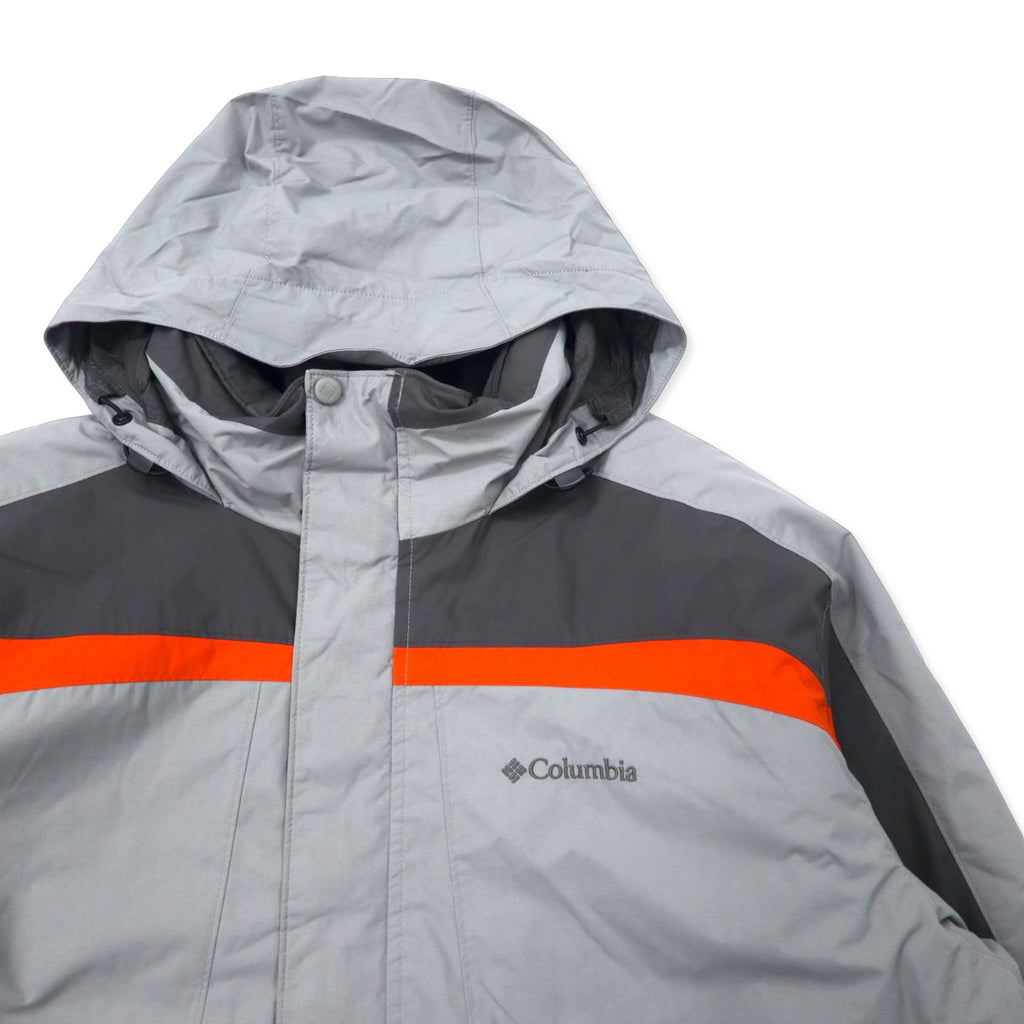 Columbia Padding Jacket XXL Grey Nylon Waterproof Padded Hood Retractable Big Size XM4352