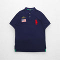 POLO RALPH LAUREN Pique Polo Shirt XL Navy Cotton Embroidered Big Pony USA Stars and Stripes