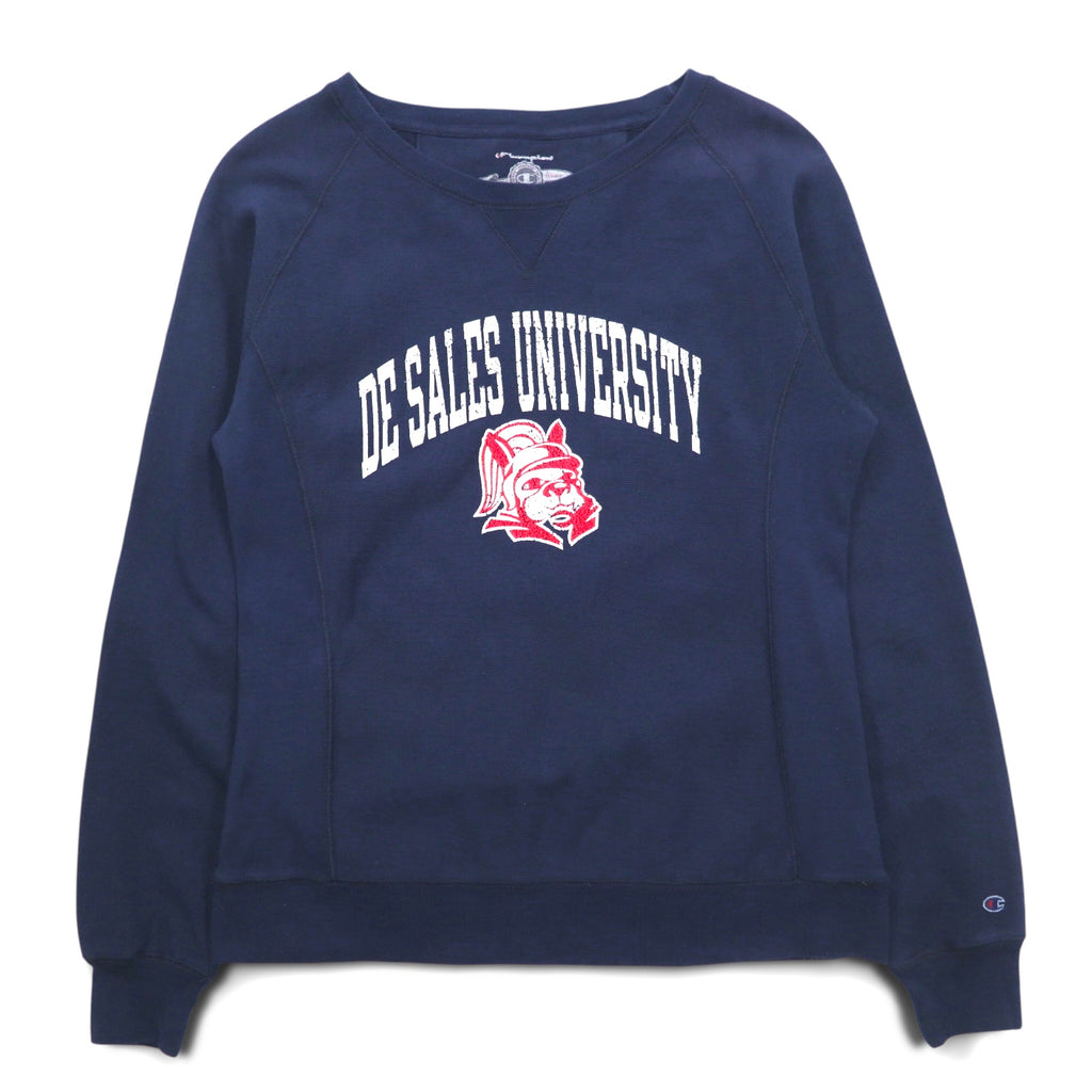 Champion Reverse Weave College Sweatshirt M Navy DE SALES UNIVERSITY Arch Logo Front V