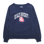 Champion Reverse Weave College Sweatshirt M Navy DE SALES UNIVERSITY Arch Logo Front V