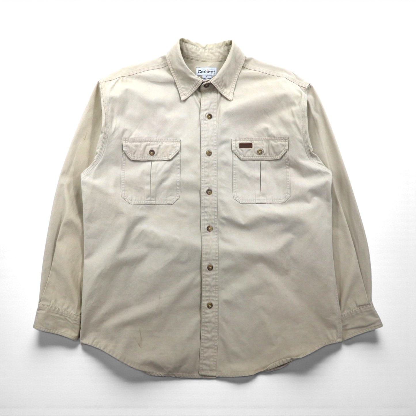 carhartt ワーク シャツ L ベージュ コットン キャンバス 胸ポケット S113STN