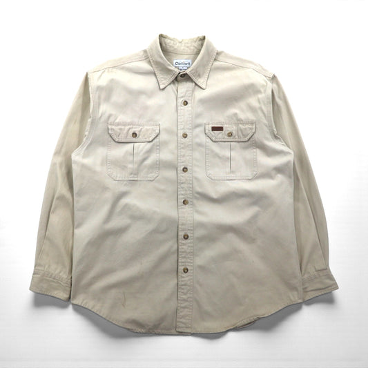 carhartt ワーク シャツ L ベージュ コットン キャンバス 胸ポケット S113STN