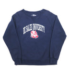 Champion Reverse Weave College Sweatshirt M Navy DE SALES UNIVERSITY Arch Logo Front V