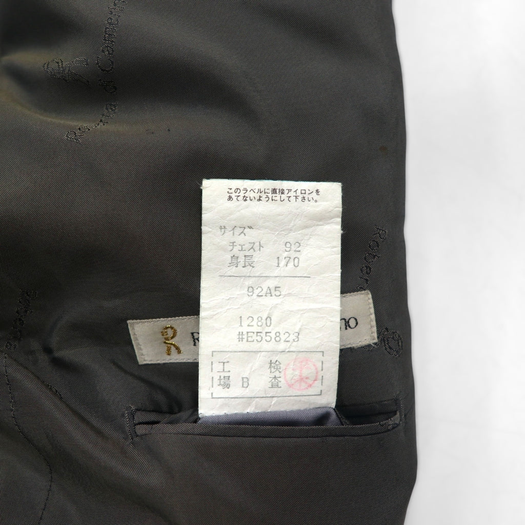 90s Japan Vintage Double-Breasted Blazer by Roberta di Camerino, Made in Japan, Herringbone Double-Breasted Tailored Jacket, Size M, Gray Wool