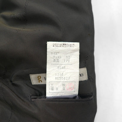 90s Japan Vintage Double-Breasted Blazer by Roberta di Camerino, Made in Japan, Herringbone Double-Breasted Tailored Jacket, Size M, Gray Wool