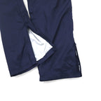 Reebok 90s nylon track pants, jersey, L, navy, vector logo embroidery, slit, zip hem
