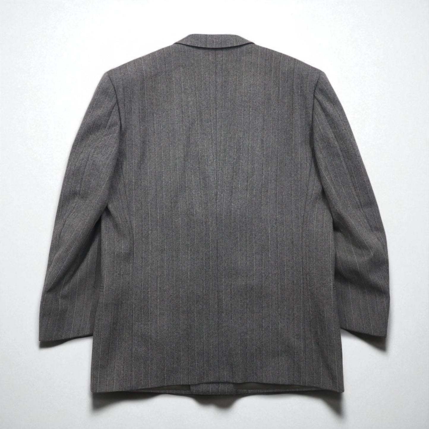 90s Japan Vintage Double-Breasted Blazer by Roberta di Camerino, Made in Japan, Herringbone Double-Breasted Tailored Jacket, Size M, Gray Wool