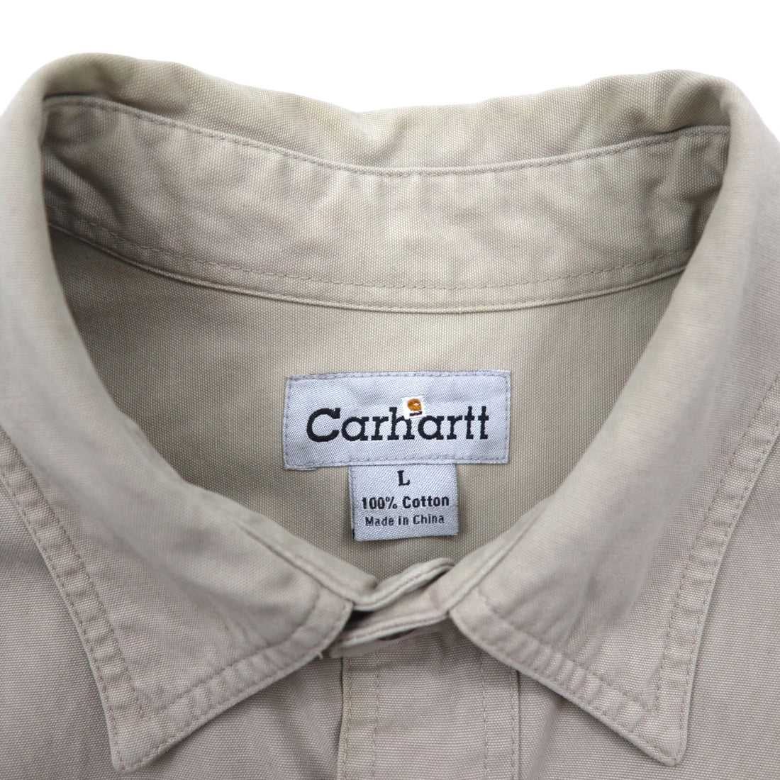carhartt Work Shirt L Beige Cotton Canvas Chest Pocket S113STN