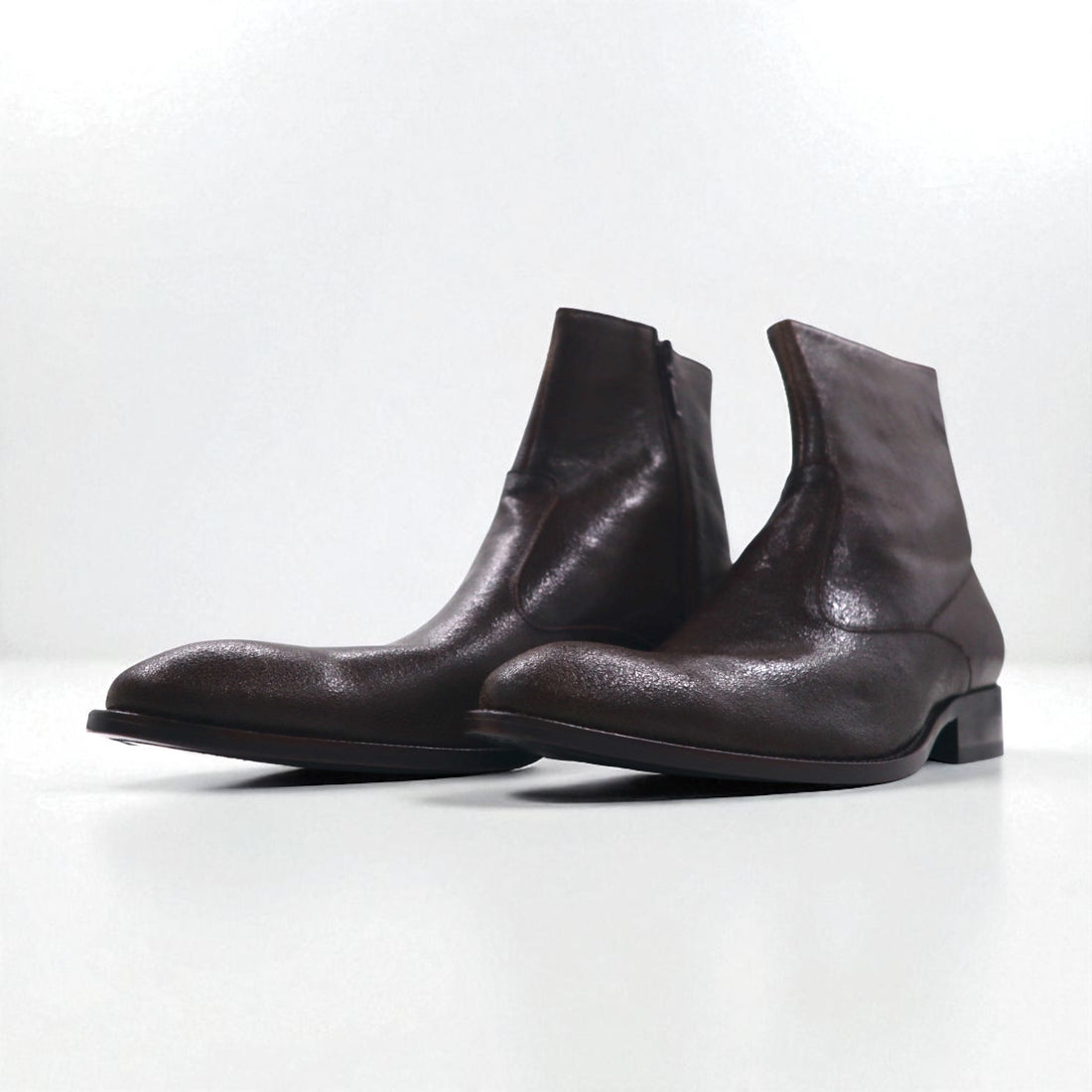 KENZO Japanese-made leather side-zip boots, size 26.5cm, cracked finish, Goodyear welt construction, 30923245023