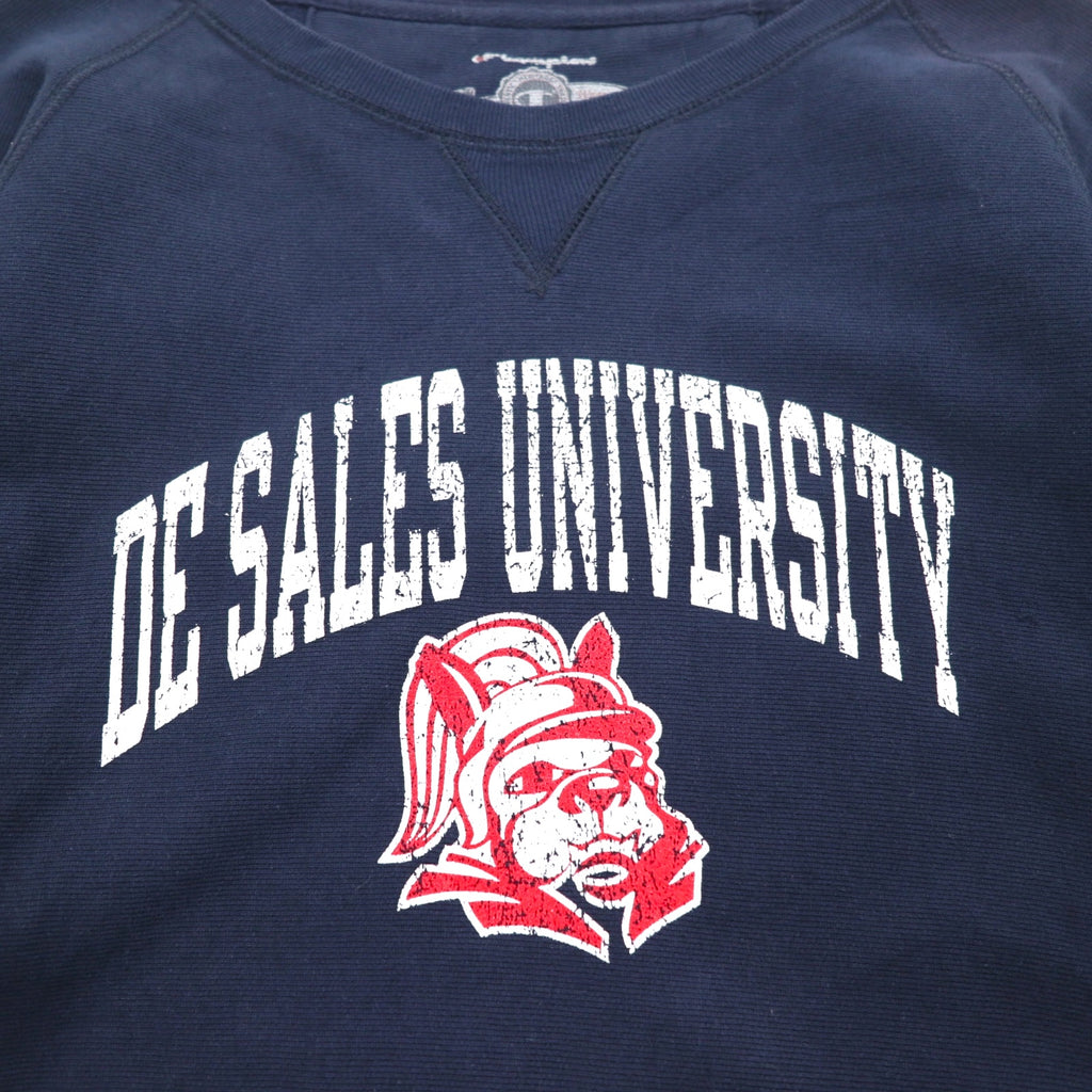Champion Reverse Weave College Sweatshirt M Navy DE SALES UNIVERSITY Arch Logo Front V