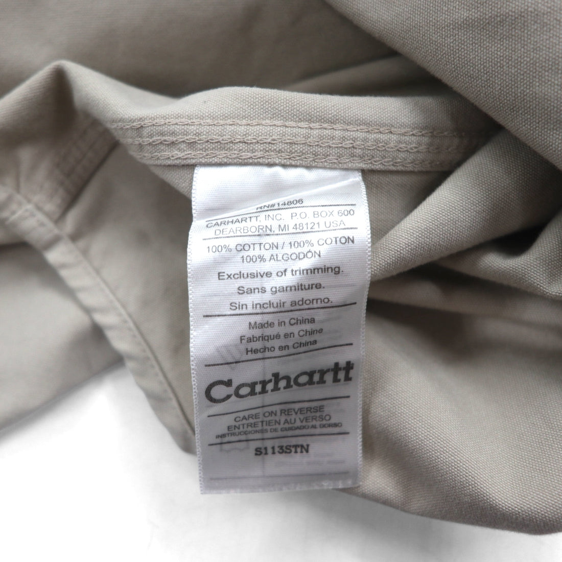 carhartt Work Shirt L Beige Cotton Canvas Chest Pocket S113STN