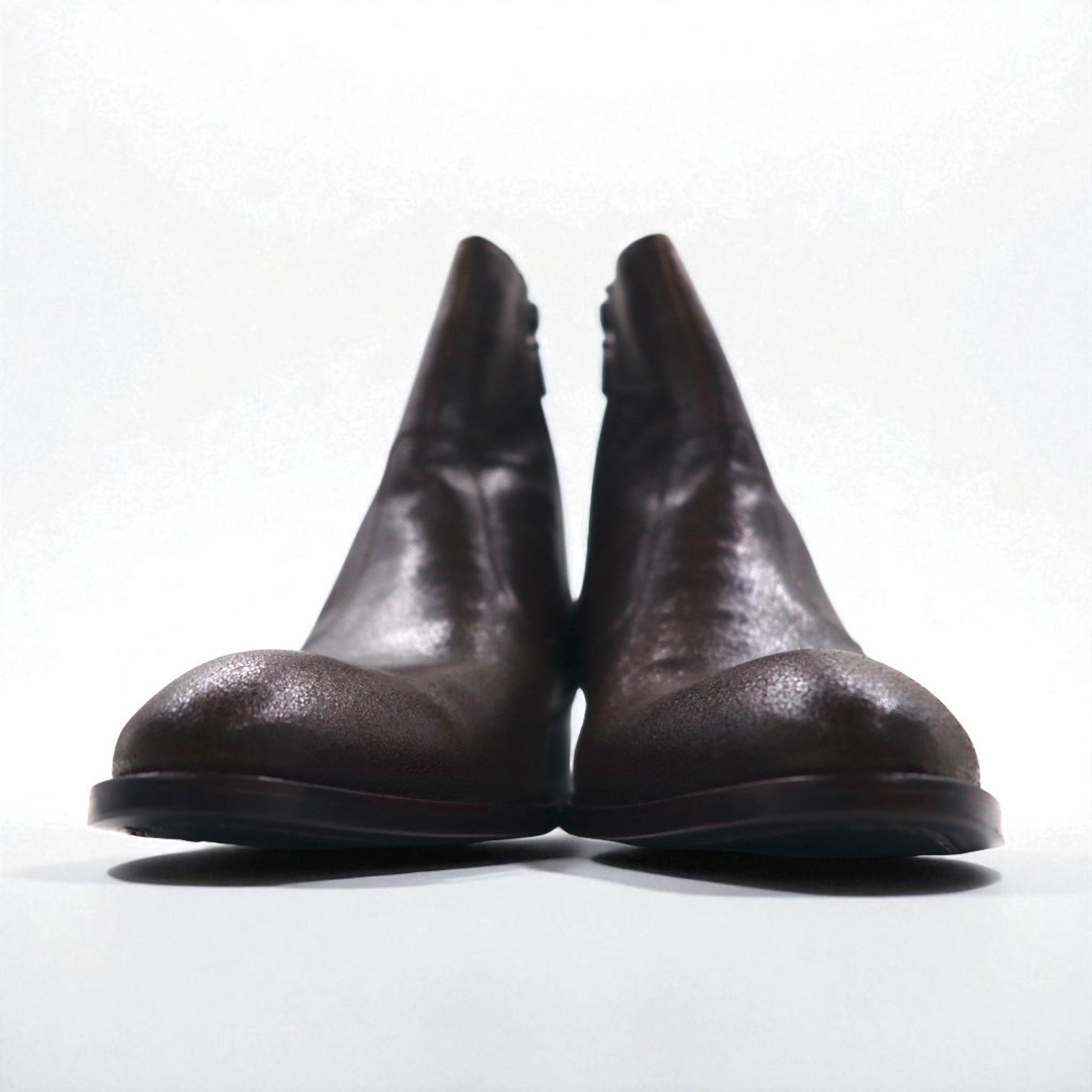 KENZO Made in Japan Leather Side Zip Boots, US8.5, Cracked