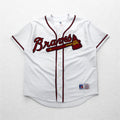 RUSSELL ATHLETICS 90s MLB Baseball Shirt L White Polyester Braves Numbering