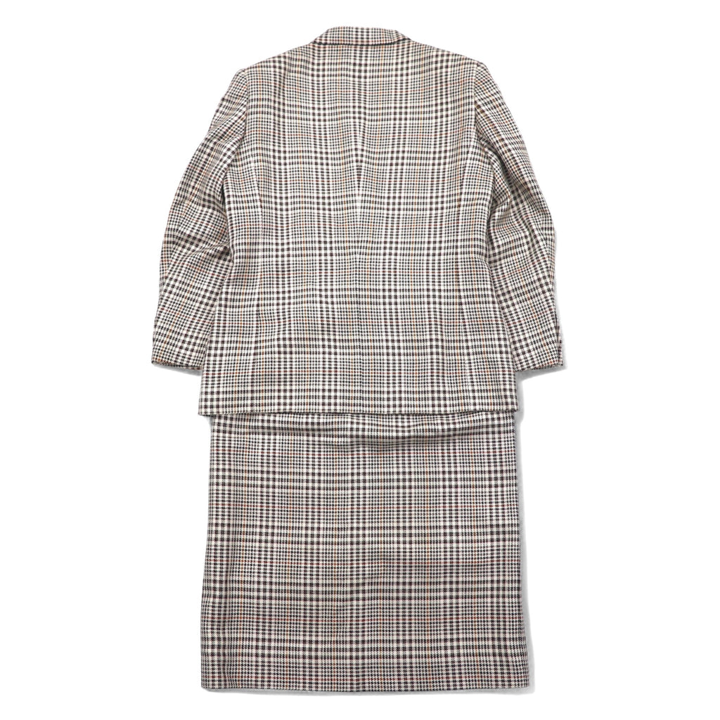 Burberrys Silk Double Breasted Suit Set M Beige Check Wool WILLIAM BROWN