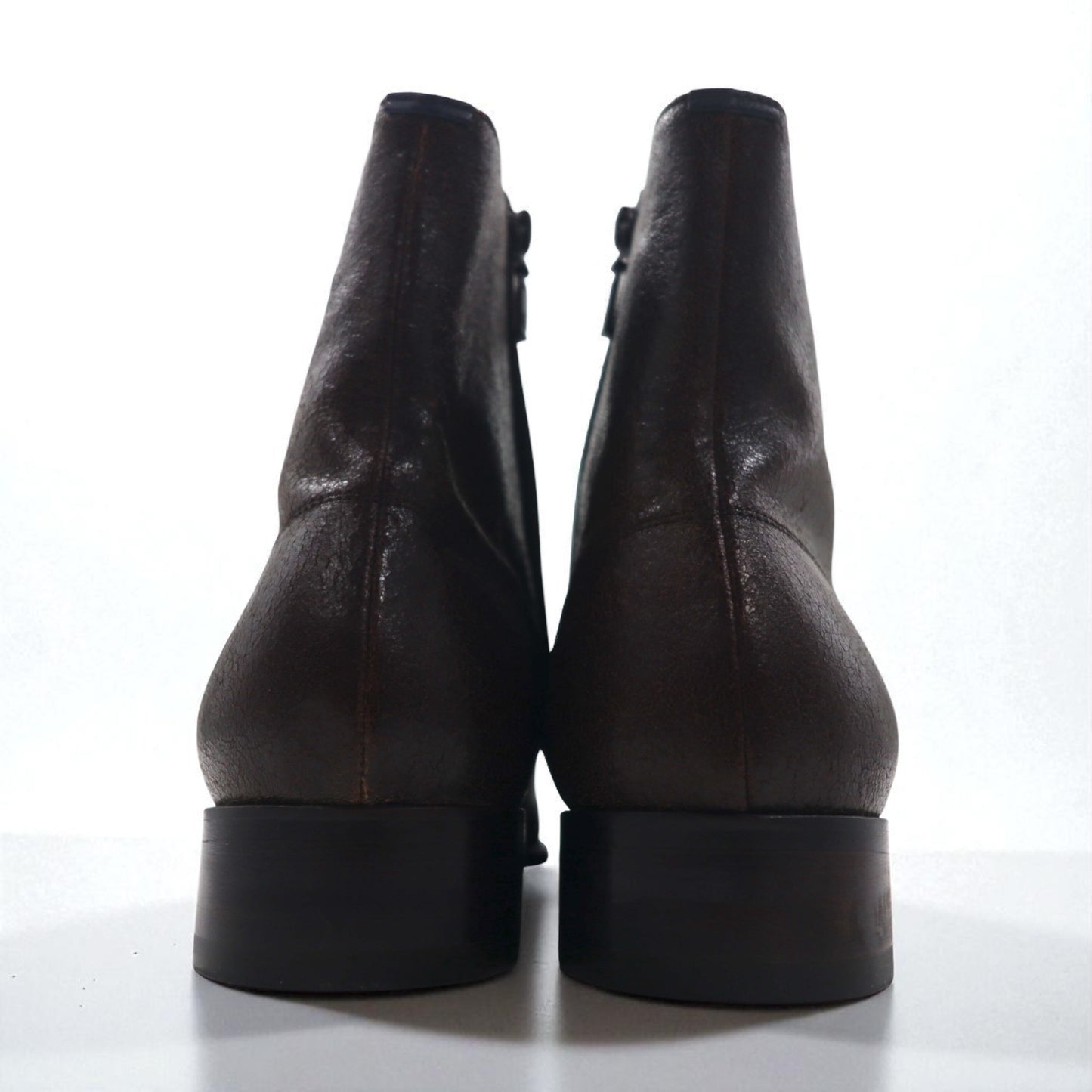 KENZO Japanese-made leather side-zip boots, size 26.5cm, cracked finish, Goodyear welt construction, 30923245023
