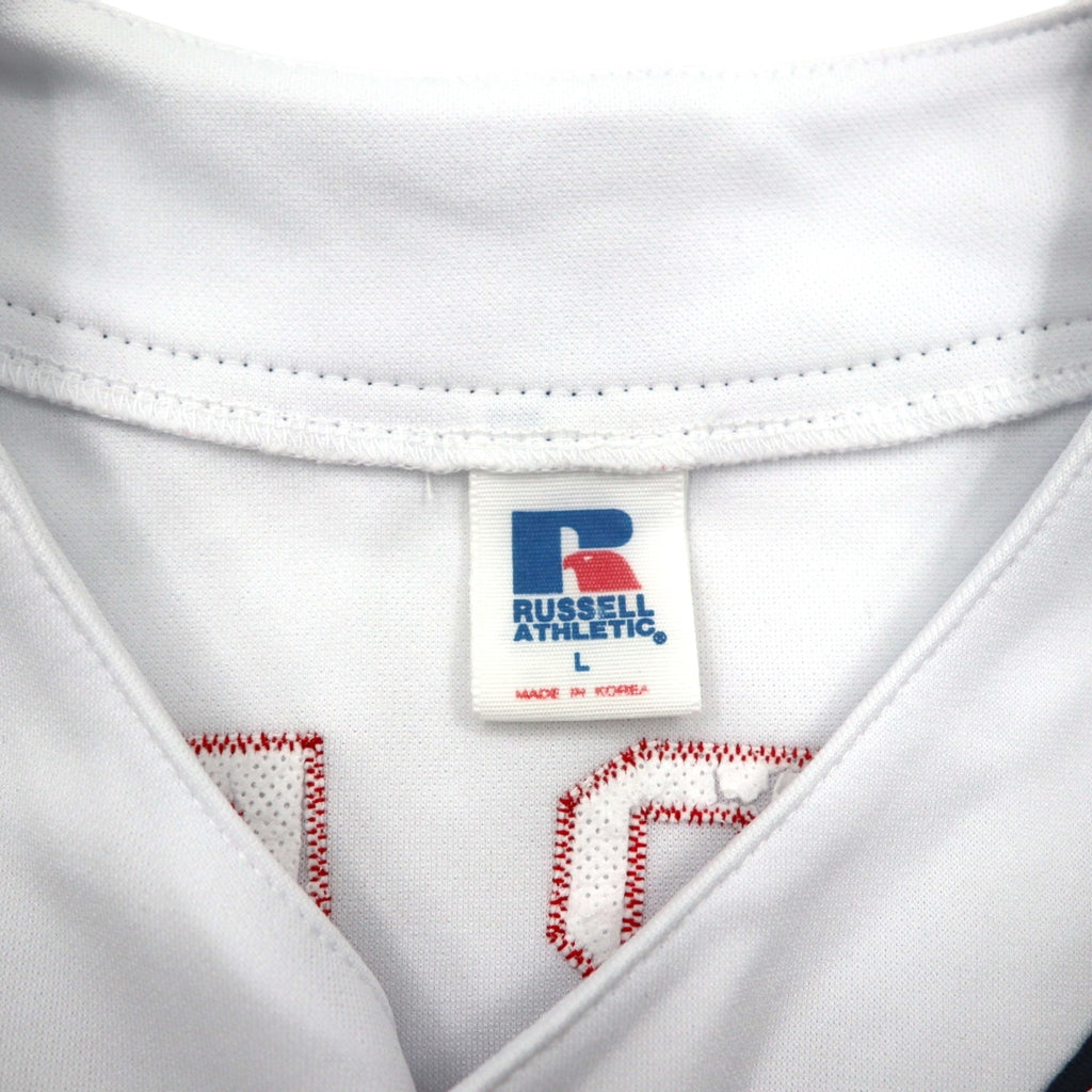 RUSSELL ATHLETICS 90s MLB Baseball Shirt L White Polyester Braves Numbering