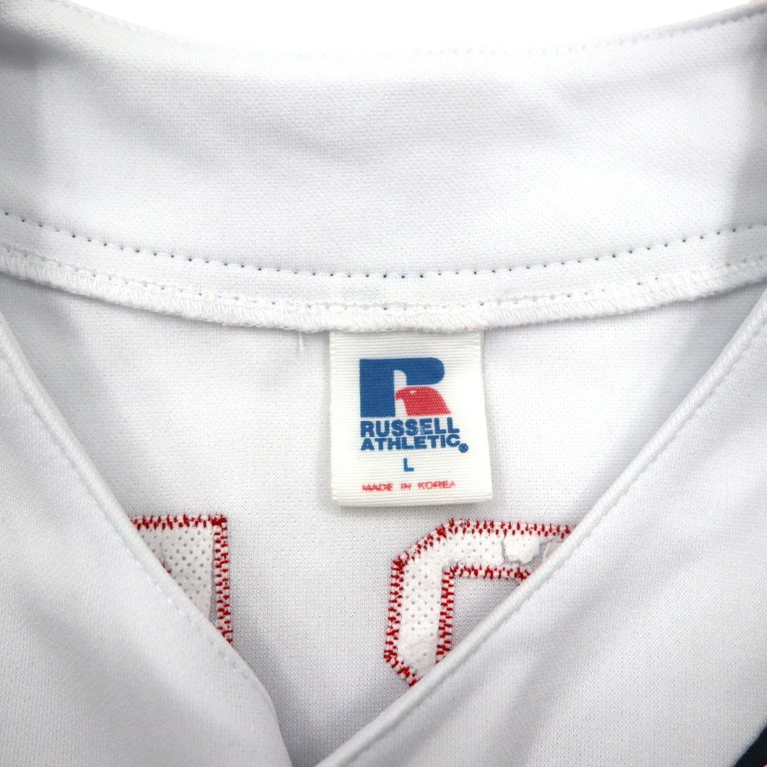 RUSSELL ATHLETICS 90s MLB Baseball Shirt L White Polyester Braves Numbering