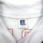 RUSSELL ATHLETICS 90s MLB Baseball Shirt L White Polyester Braves Numbering