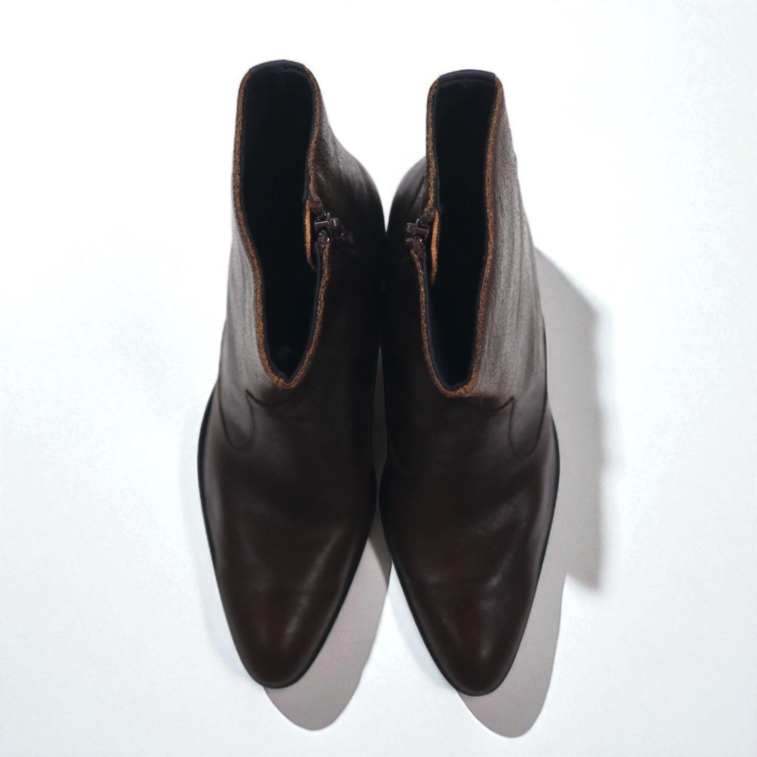 KENZO Made in Japan Leather Side Zip Boots, US8.5, Cracked