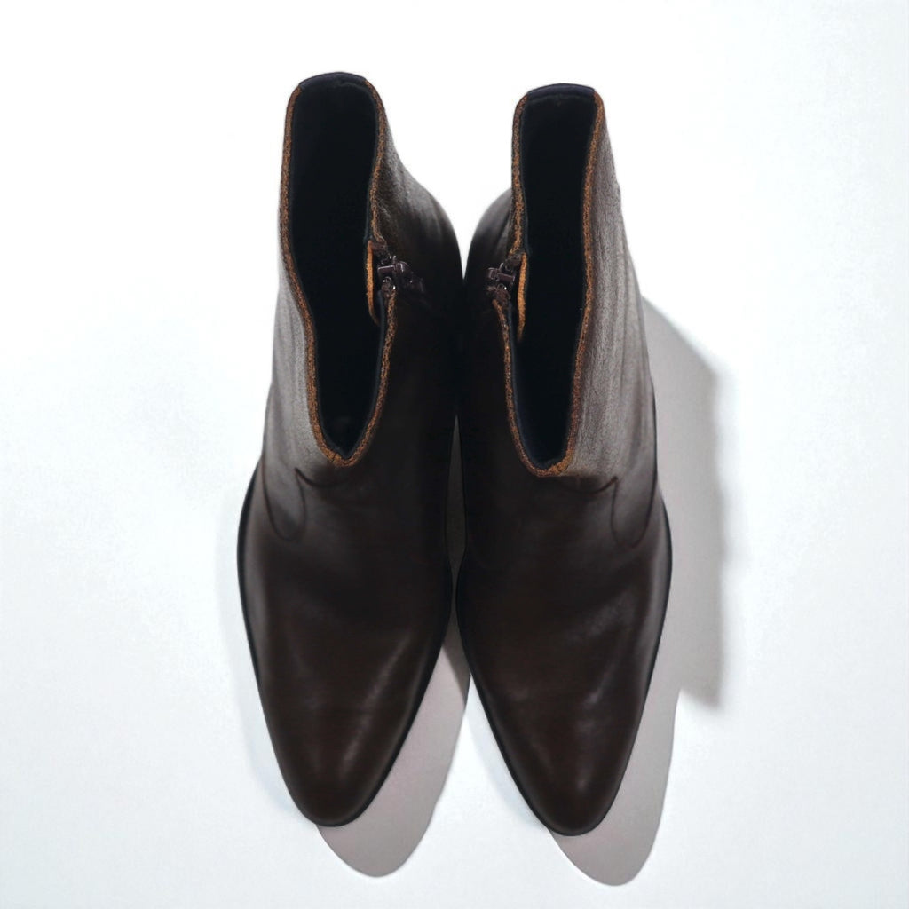 KENZO Japanese-made leather side-zip boots, size 26.5cm, cracked finish, Goodyear welt construction, 30923245023
