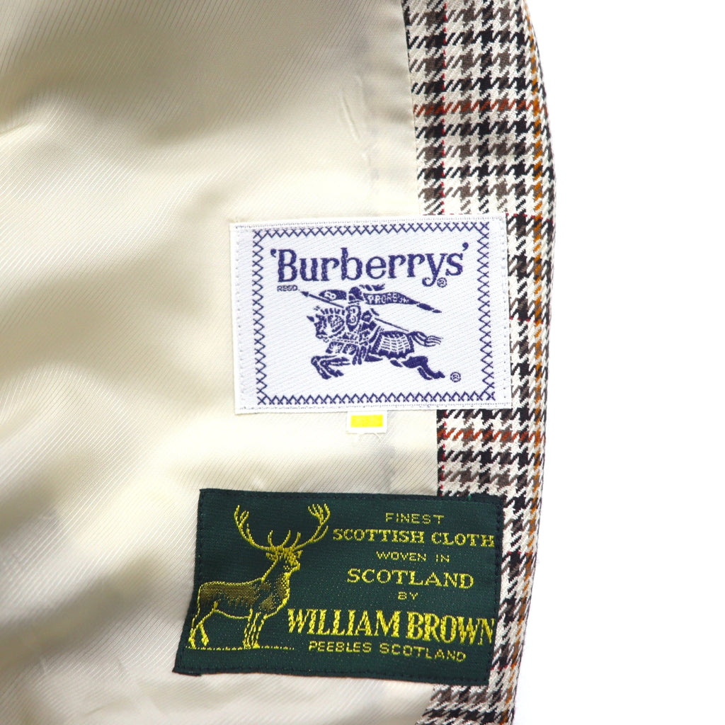 Burberrys Silk Double Breasted Suit Set M Beige Check Wool WILLIAM BROWN