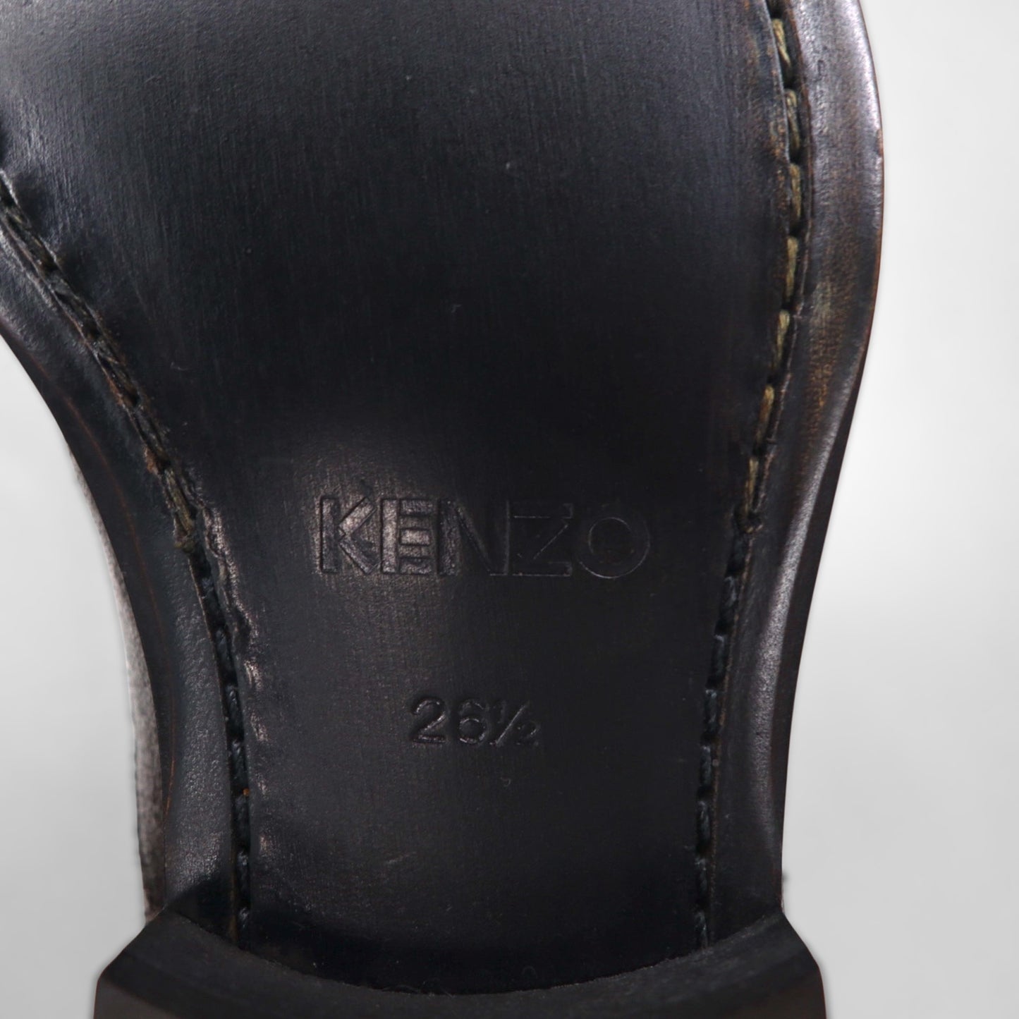 KENZO Japanese-made leather side-zip boots, size 26.5cm, cracked finish, Goodyear welt construction, 30923245023