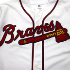 RUSSELL ATHLETICS 90s MLB Baseball Shirt L White Polyester Braves Numbering