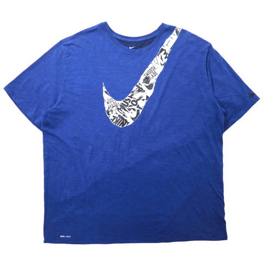 NIKE スウォッシュロゴ プリントTシャツ XXL ブルー コットン ビッグサイズ