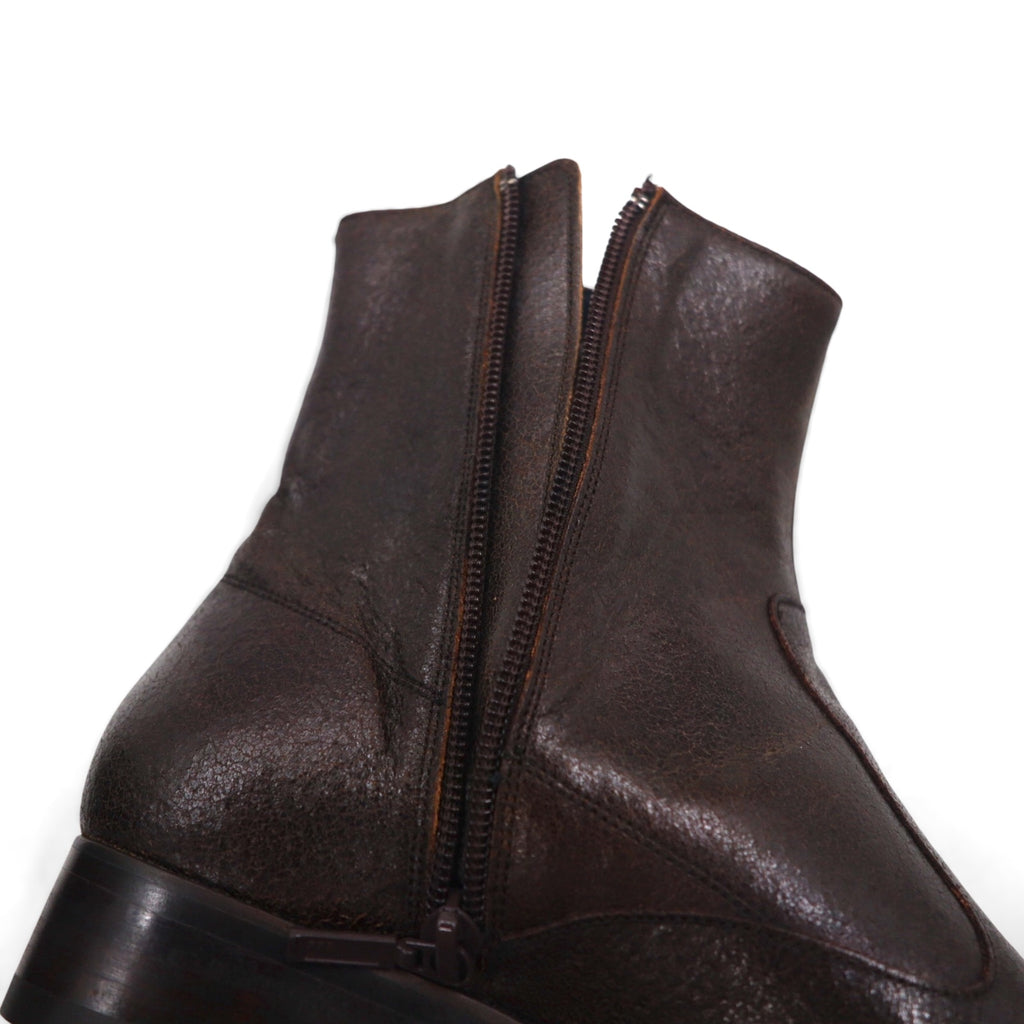 KENZO Japanese-made leather side-zip boots, size 26.5cm, cracked finish, Goodyear welt construction, 30923245023