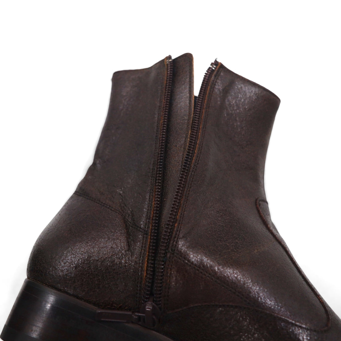 KENZO Japanese-made leather side-zip boots, size 26.5cm, cracked finish, Goodyear welt construction, 30923245023