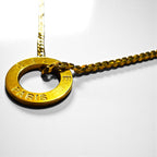 CELINE 90s Italian Vintage Curb Chain Necklace with Gold Circle Logo and Ring Plate, Made in 1992