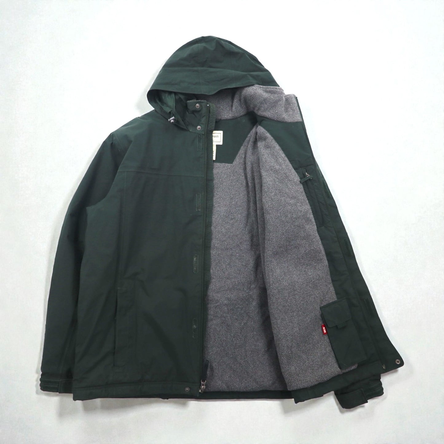 L.L.Bean 防水 マウンテンパーカー 中綿 フリースライナー XL グリーン Thinsulate フード収納 DCY5