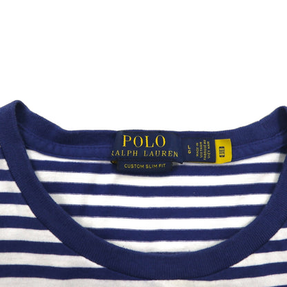POLO RALPH LAUREN Striped T-shirt L Navy White Cotton Small Pony Embroidery