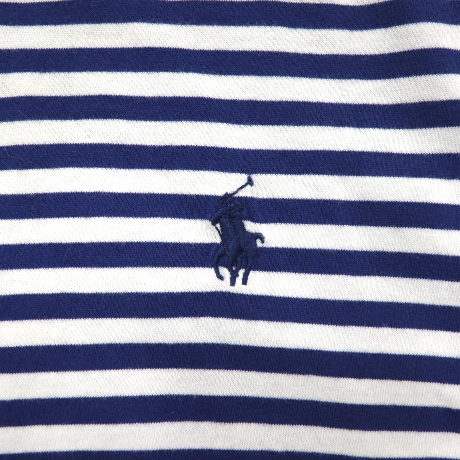 POLO RALPH LAUREN Striped T-shirt L Navy White Cotton Small Pony Embroidery