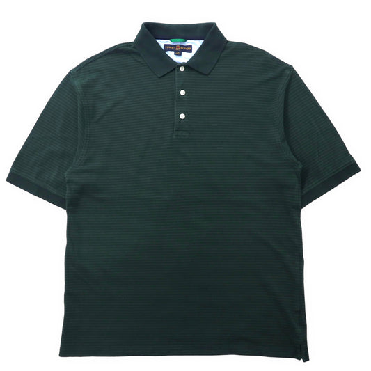 日本然リトテ-古着オンライン-TOMMY HILFIGER ポロシャツ L グリーン ボーダー コットン-TOMMY HILFIGER Polo Shirt L Green Striped Cotton