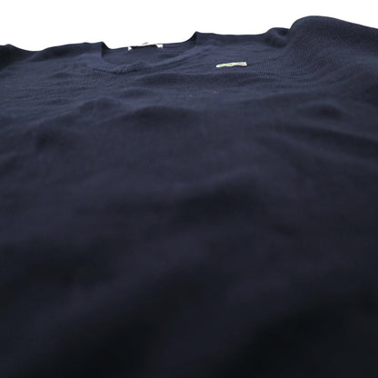 LACOSTE 80年代 スペイン製 Vネック アクリルニット セーター L ネイビー