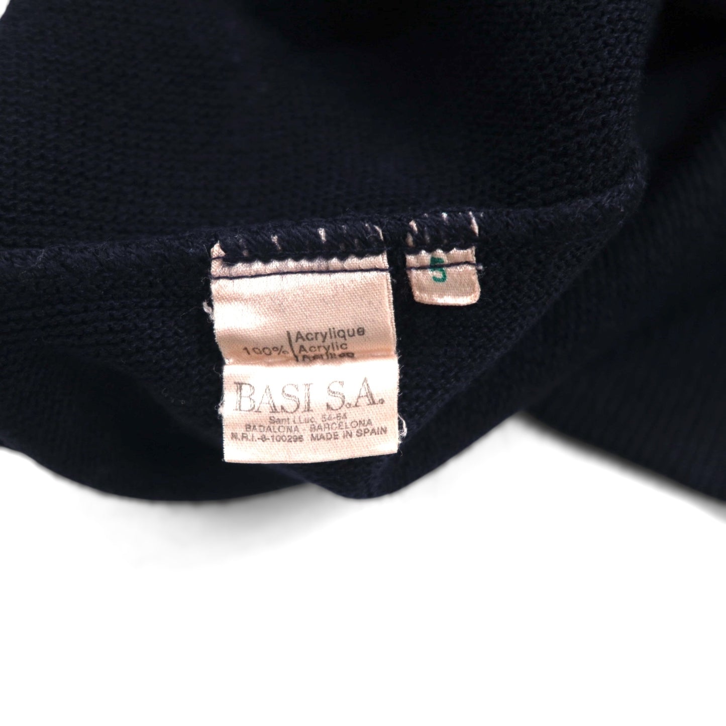 LACOSTE 80年代 スペイン製 Vネック アクリルニット セーター L ネイビー