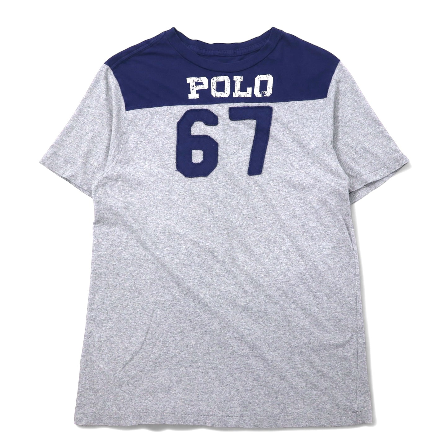 POLO RALPH LAUREN フットボール Tシャツ XL ネイビー グレー コットン ナンバリング