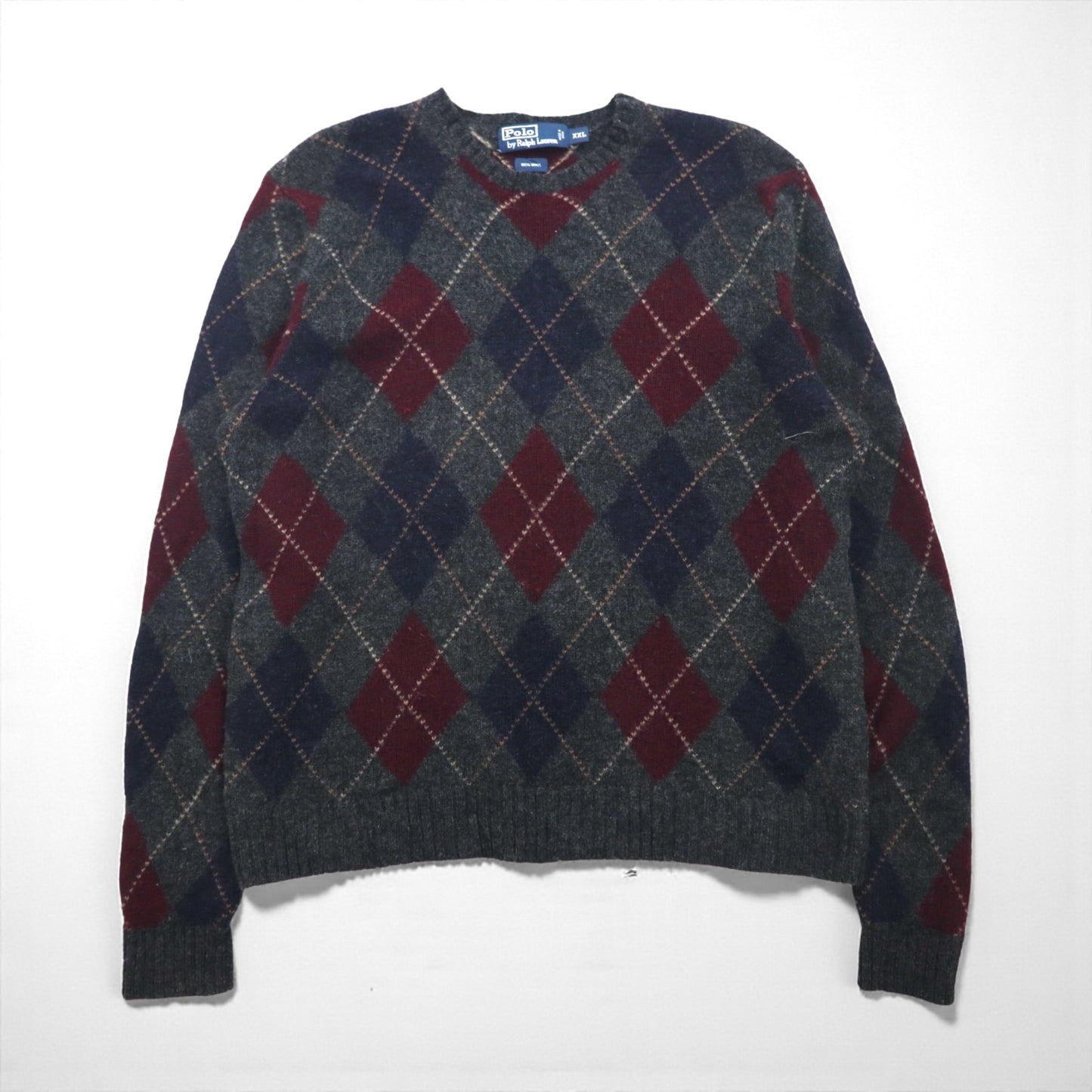Polo Ralph Lauren 90年代 アーガイル ニット セーター 2XL グレー ウール クルーネック
