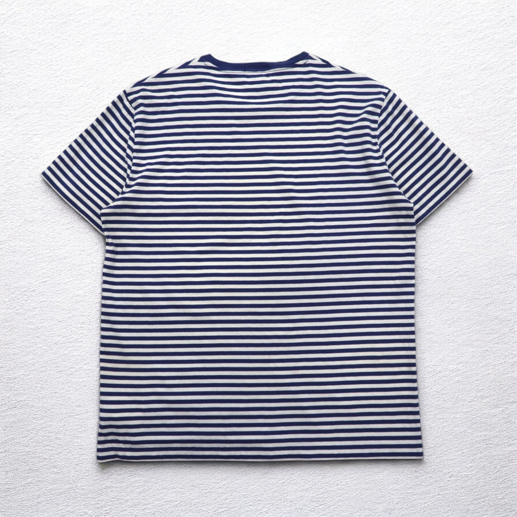 POLO RALPH LAUREN Striped T-shirt L Navy White Cotton Small Pony Embroidery