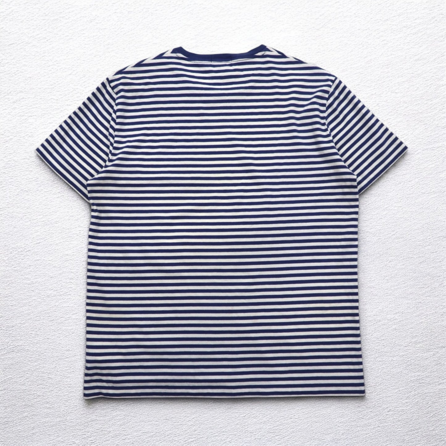 POLO RALPH LAUREN Striped T-shirt L Navy White Cotton Small Pony Embroidery