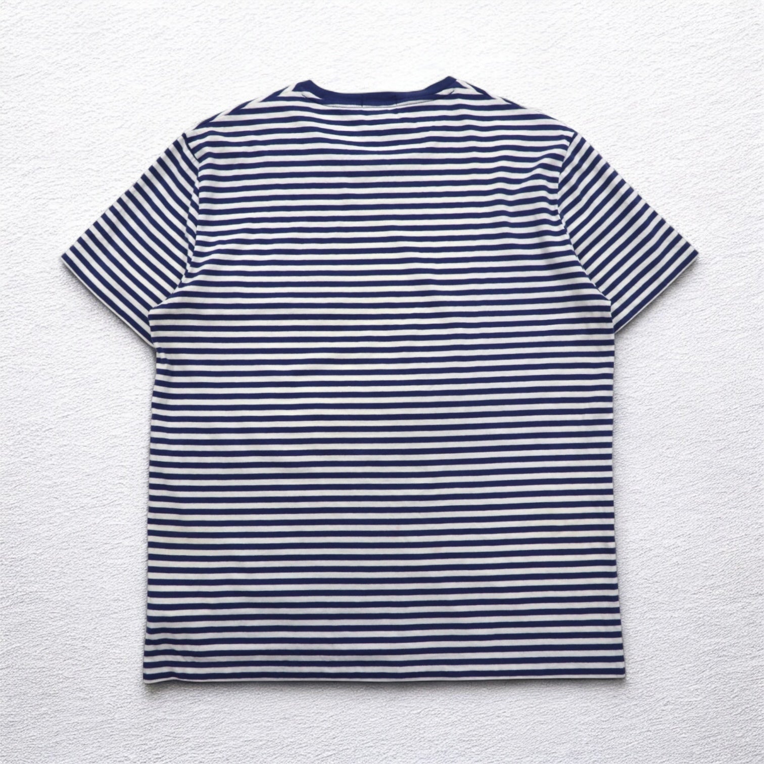 POLO RALPH LAUREN Striped T-shirt L Navy White Cotton Small Pony Embroidery