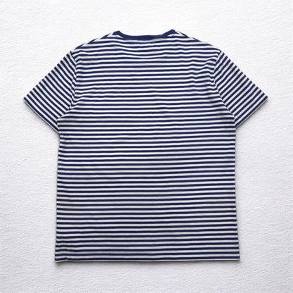 POLO RALPH LAUREN Striped T-shirt L Navy White Cotton Small Pony Embroidery