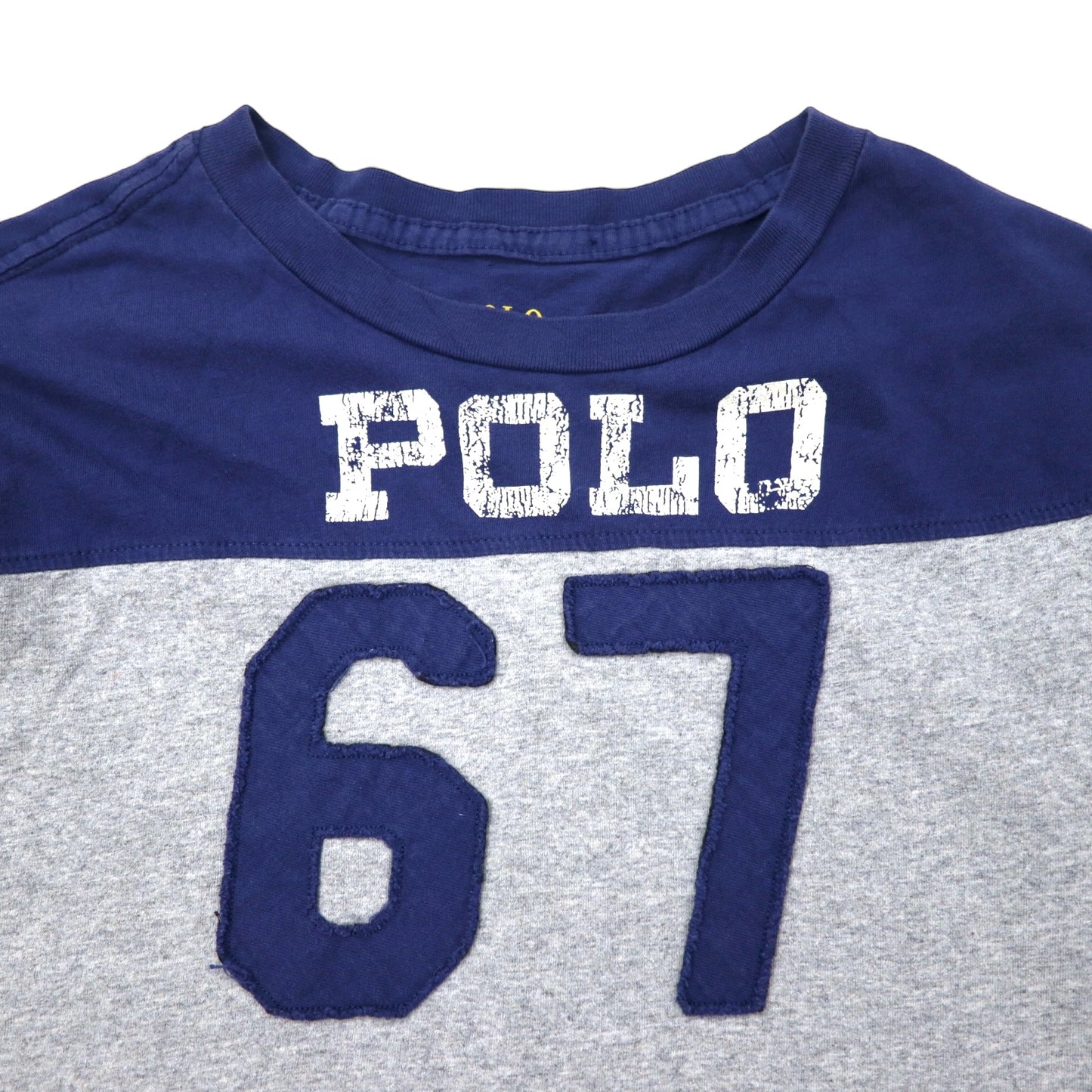 POLO RALPH LAUREN フットボール Tシャツ XL ネイビー グレー コットン ナンバリング