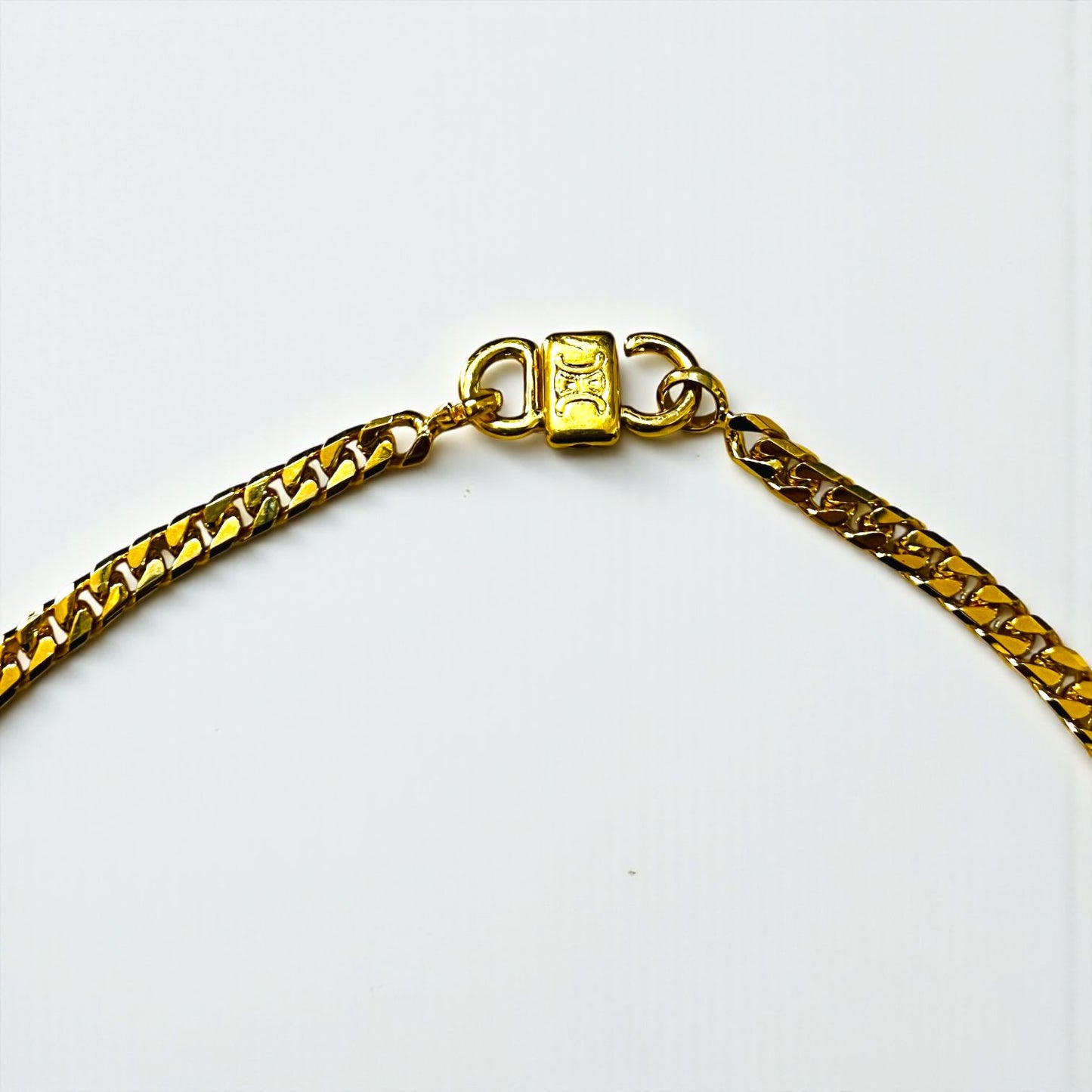 CELINE Vintage 2-Way Curb Chain Choker Necklace with Double Bracelet, Gold