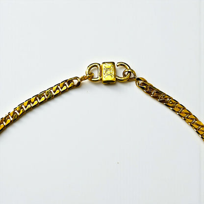 CELINE Vintage 2-Way Curb Chain Choker Necklace with Double Bracelet, Gold