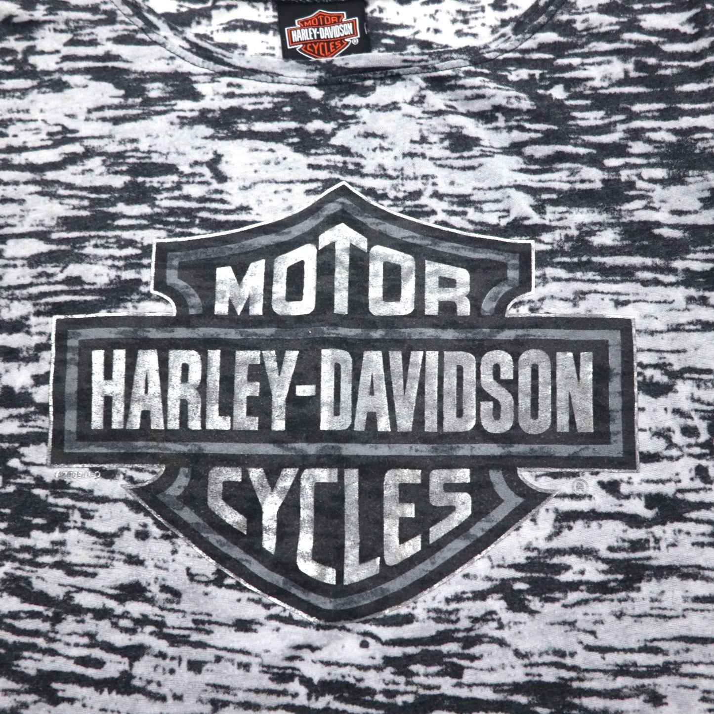 HARLEY DAVIDSON ロゴプリント フレンチスリーブ Tシャツ L グレー コットン 総柄