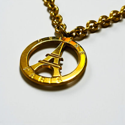 CELINE Made in Italy Vintage Eiffel Tower Necklace, Gold Chain, LD Engraved