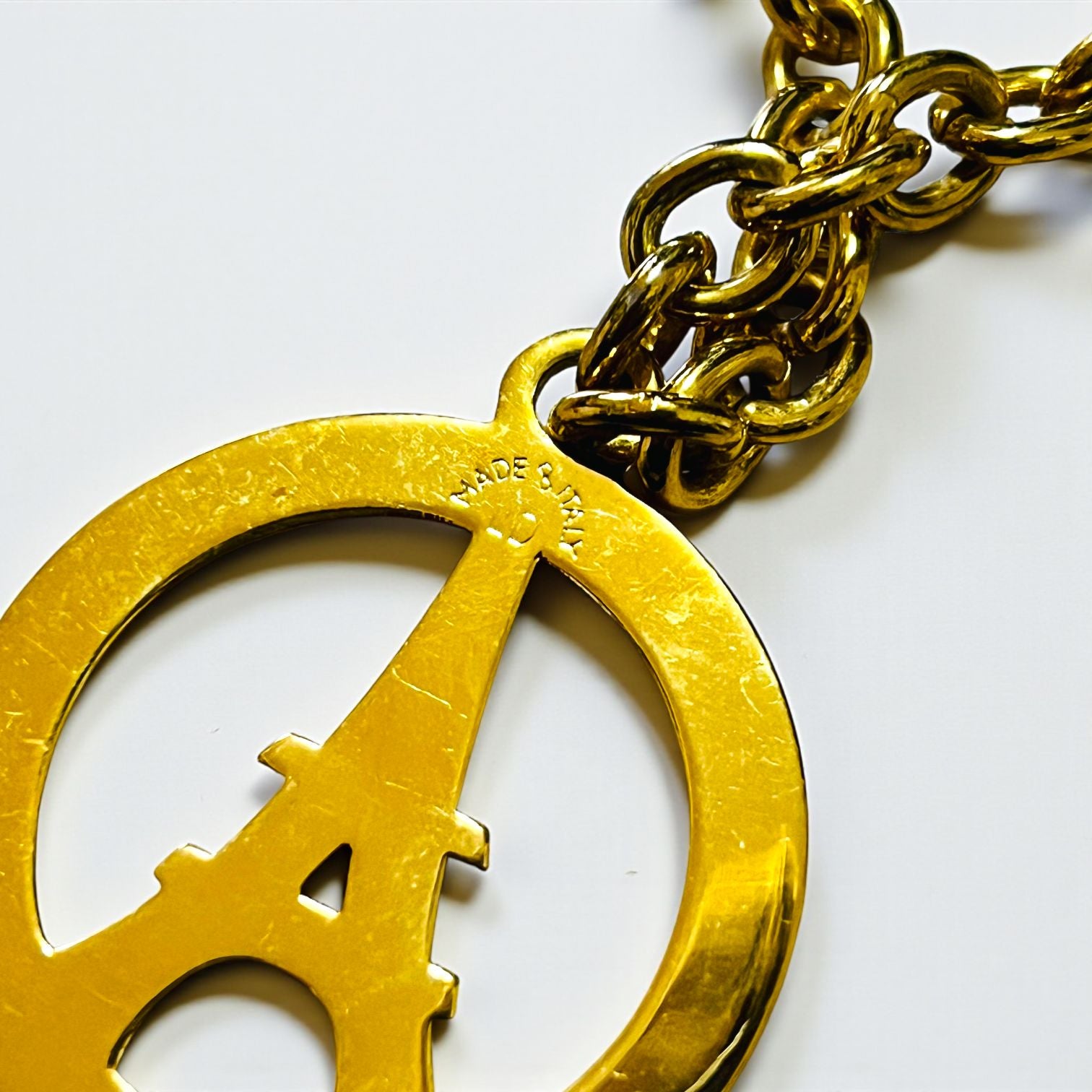 CELINE Made in Italy Vintage Eiffel Tower Necklace, Gold Chain, LD Engraved