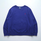 Ralph Lauren 90s Reverse Weave Sweatshirt, XL, Blue, with Small Pony Embroidery